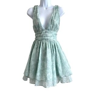 Abercrombie & Fitch Green Floral Babydoll Dress Womens Small Spring Beach
